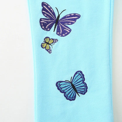 Cartoon Butterfly Embroidery Toddler Girls Warm Trousers childrensterritory
