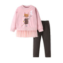 Little Girls Cartoon Animal Print Autumn Clothing Sets childrensterritory