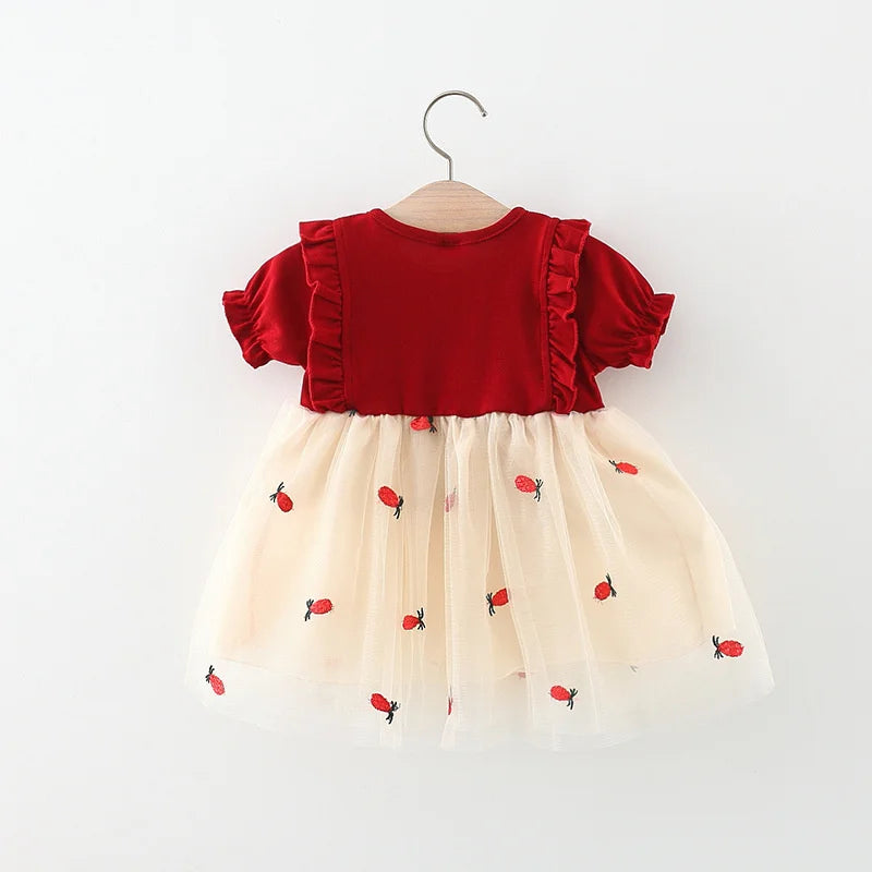 Baby Girls Bow Design Short Sleeves Summer Dresses