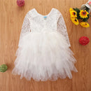 Kids Girls Lace Flower Design Layered Birthday Party Dress childrensterritory