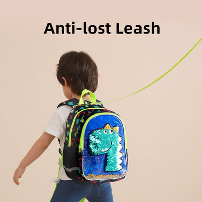 Dinosaur Design Reversible Sequins Kindergarten Backpack childrensterritory