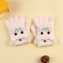 Kids Cartoon Design Furry Coral Fleece Short Gloves Mittens childrensterritory