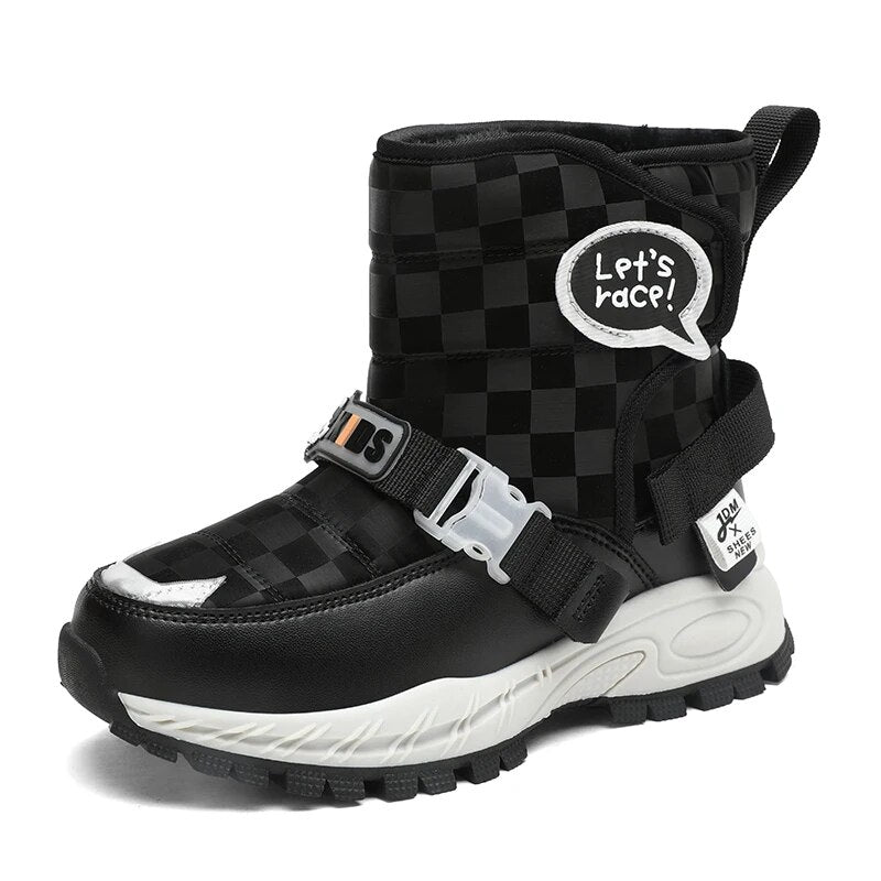 Kids Warm Plush Rubber Sole Outdoor Boots for Winter childrensterritory