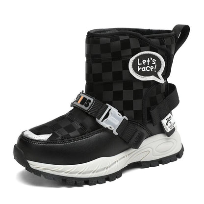 Kids Warm Plush Rubber Sole Outdoor Boots for Winter childrensterritory
