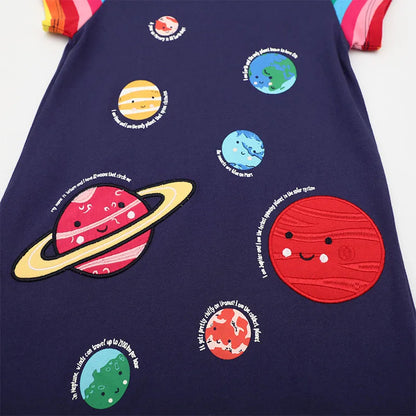 Kids Girls Solar System Print Summer Dresses