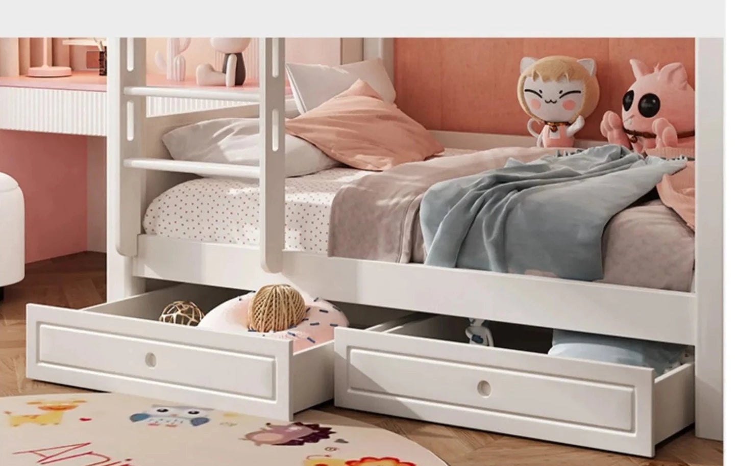 Kids Castle Bunk Bed with Treehouse and High Guardrails childrensterritory