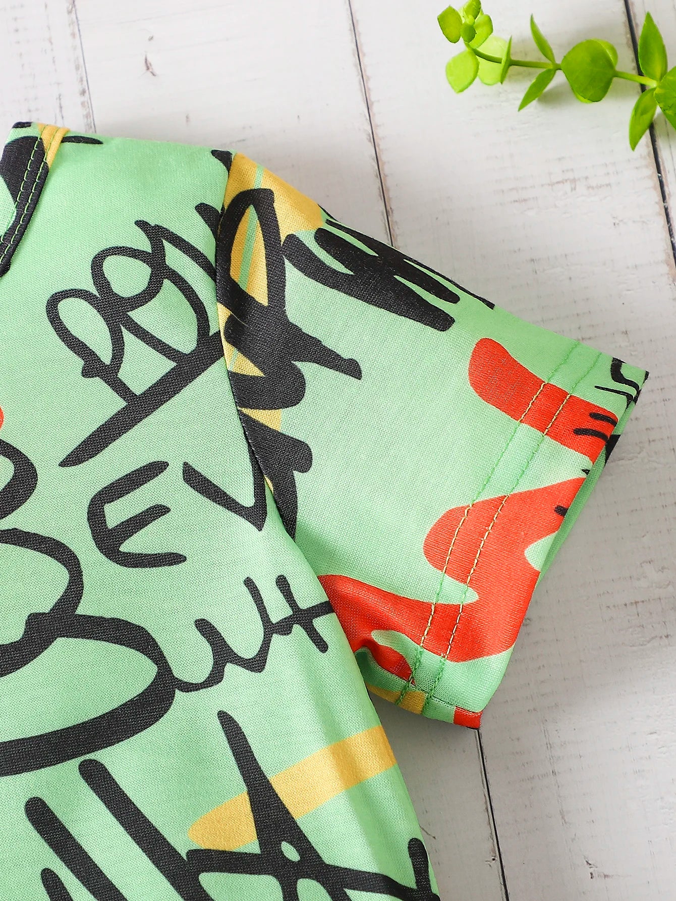 Baby Boys Cartoon Letter Graffiti Top Hollow Shorts Outfit Set childrensterritory