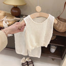 Knitted Hollow Vest and Wide-Legged Pant Sets for Little Girls childrensterritory