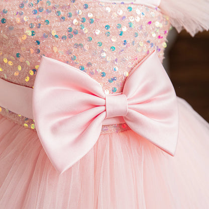 Baby Girls Sequins Fly Sleeves Tutu Wedding Party Princess Outfits childrensterritory