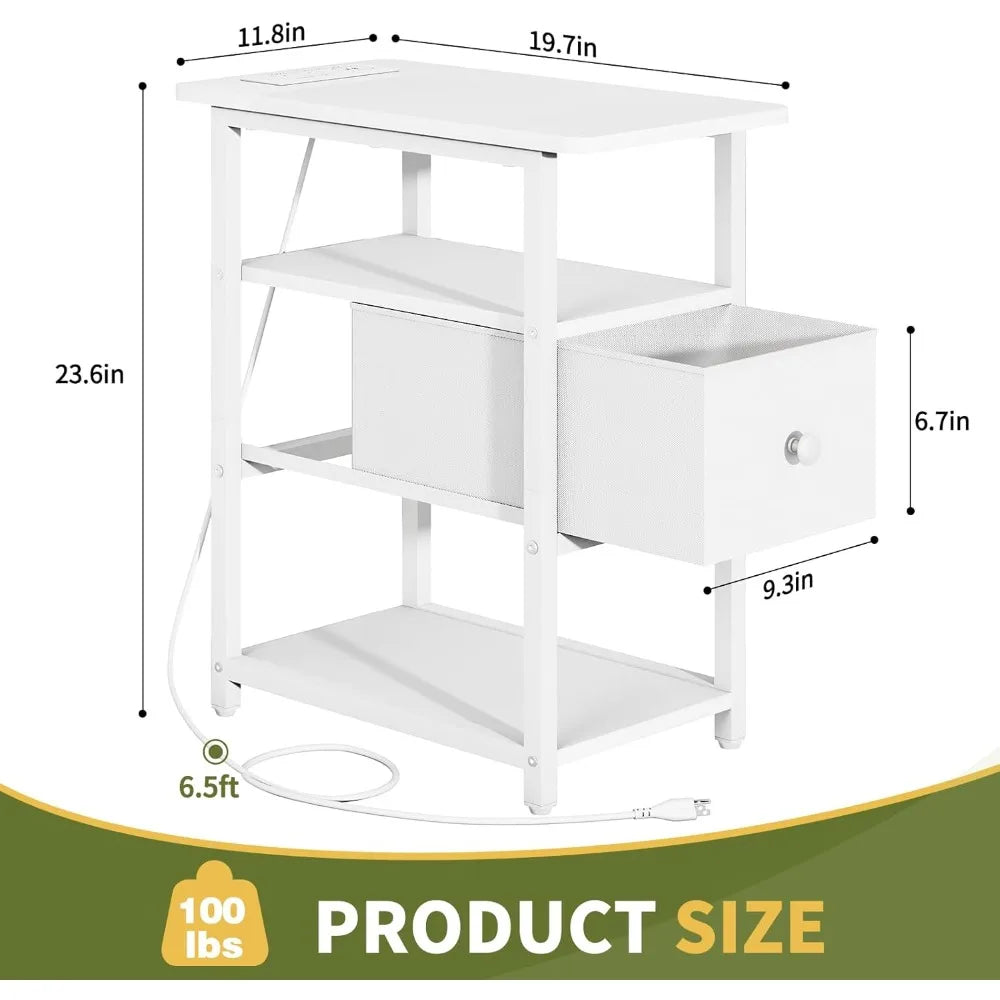 Durable Metal Bedside Table with Open Storage Shelf