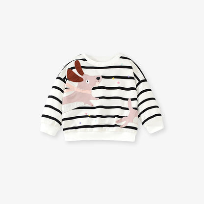 Girls Cartoon Striped Pullover and Legging Set for Autumn childrensterritory