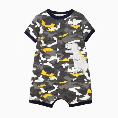 Baby Cartoon Print Cotton Short-Sleeve Summer Romper childrensterritory