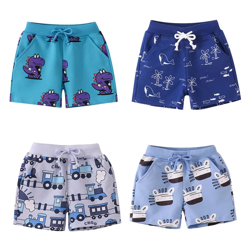 Cartoon Print Summer Drawstring Shorts For Boys Girls childrensterritory
