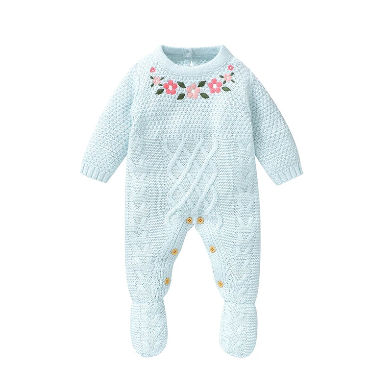 Baby Kids Flower Embroidery Design Winter Bodysuit childrensterritory