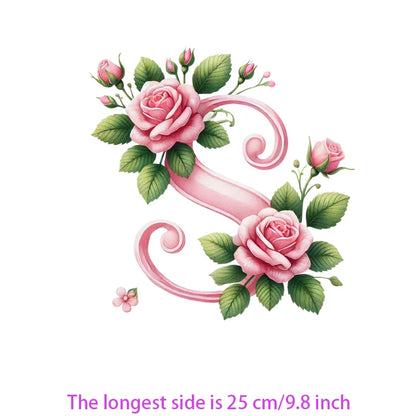 Flower Letter Ironing Transfers Decals For Clothing Diy Appliques
