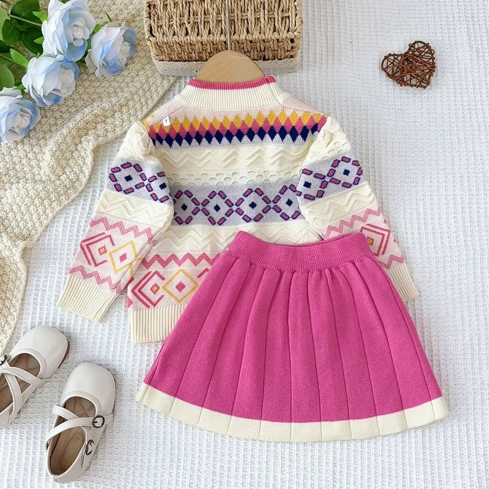 Girls’ Long-Sleeve Printed Warm Outfits childrensterritory