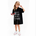 Letter Print Kids Girls Casual Summer Knee Length Dress childrensterritory