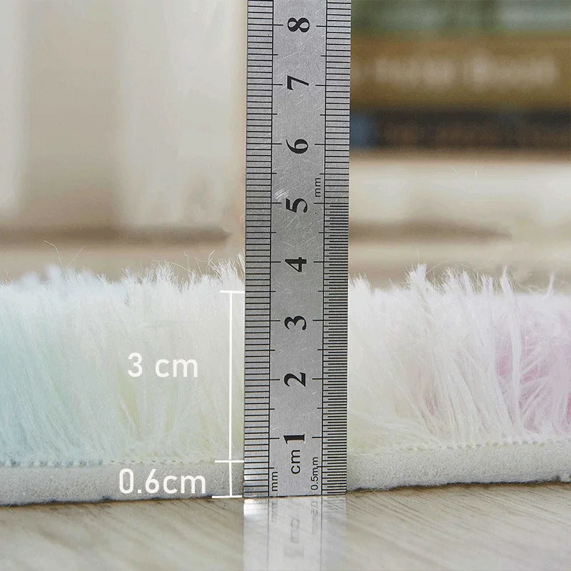 Soft Furry Rainbow Rugs for Kids Bedroom Decor