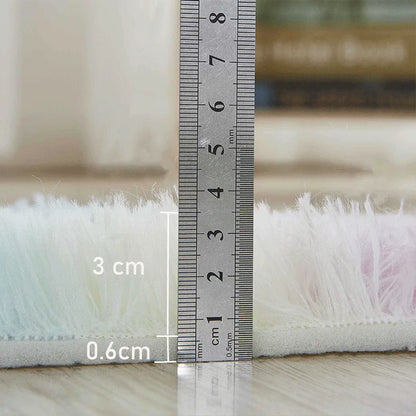 Soft Furry Rainbow Rugs for Kids Bedroom Decor