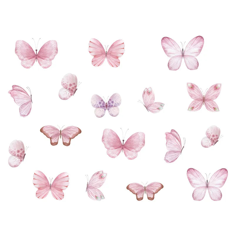 Home Decoration 3Pcs Pink Butterfly Wall Decals for Kids Room