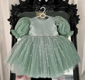 Elegant Puffy Bow-Decorated Little Girls Christening Dress childrensterritory