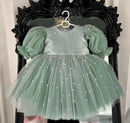 Elegant Puffy Bow-Decorated Little Girls Christening Dress childrensterritory