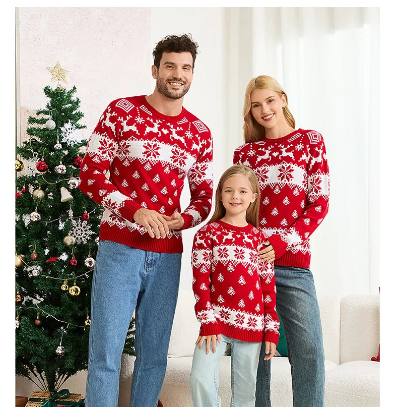 Cartoon-Design Long-Sleeve Family Matching Winter Sweater