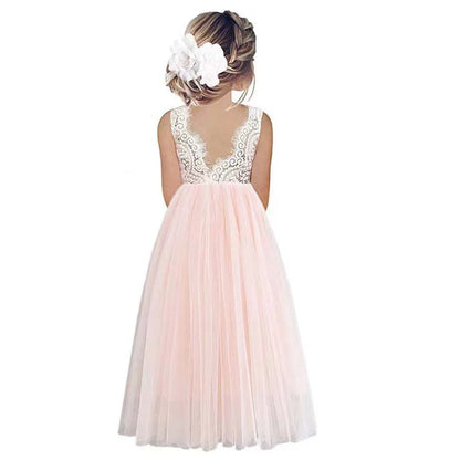 Little Girls Flower Lace Design Summer Birthday Dresses childrensterritory