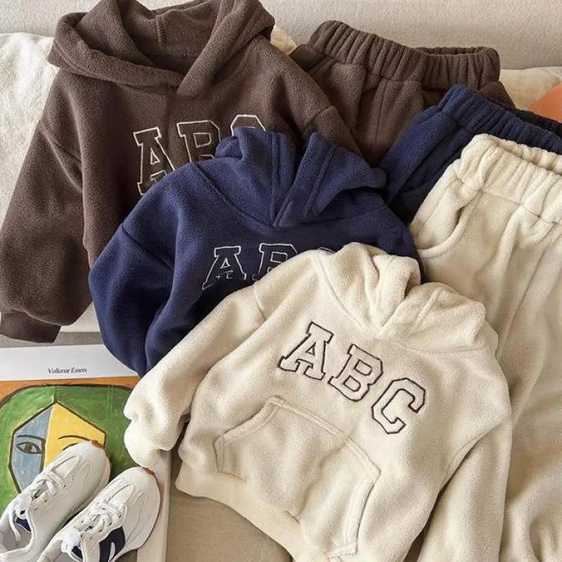 Boys' Long-Sleeved Casual Warm Clothing Set