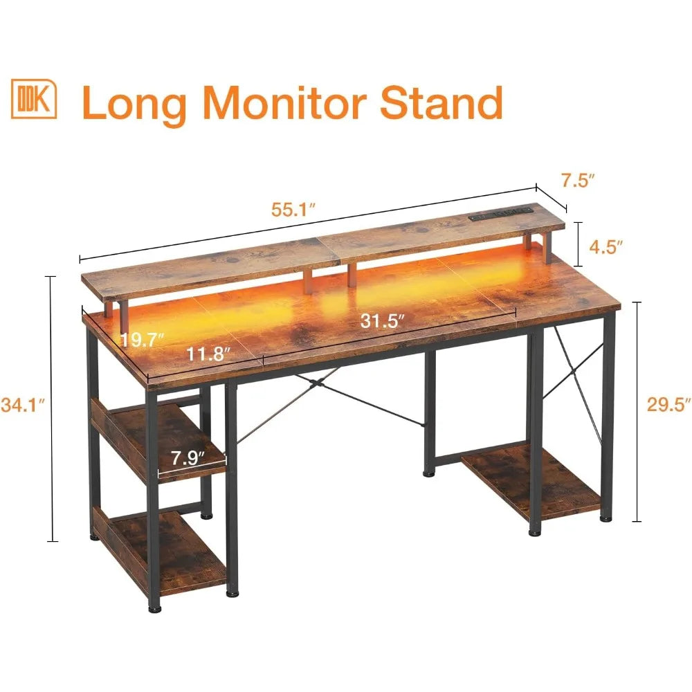 Gaming PC Desk with Monitor Support, Storage, and Stand childrensterritory