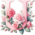 Self-Adhesive Pink Flower Letter Art Wall Decals childrensterritory