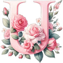 Self-Adhesive Pink Flower Letter Art Wall Decals childrensterritory