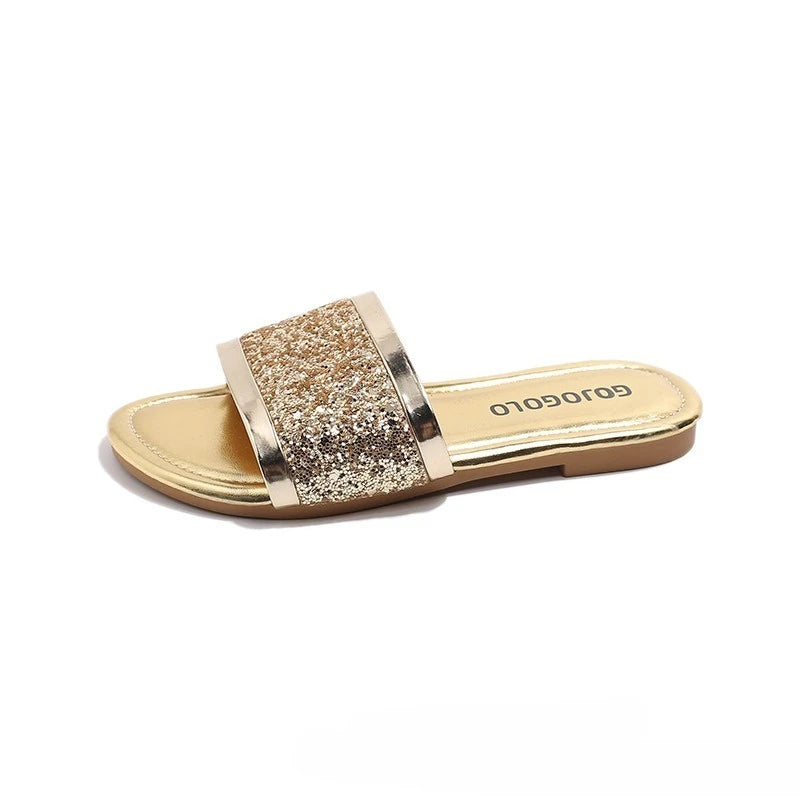 Kids Girls Rhinestones Shiny Soft Breathable Summer Sandals