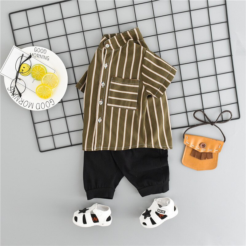 Baby Boys Striped Shirt and Shorts, Casual Outfit Sets childrensterritory