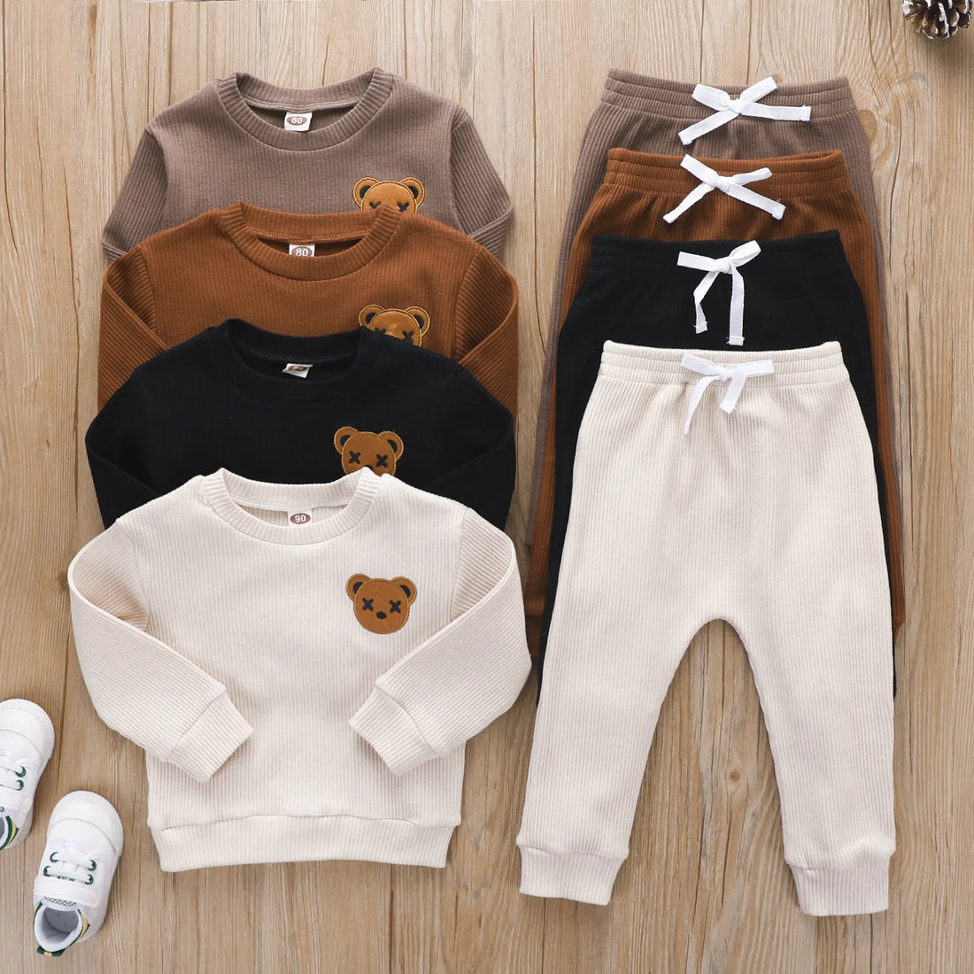Toddler Boys Embroidered Bear Patch Casual Clothes Set childrensterritory