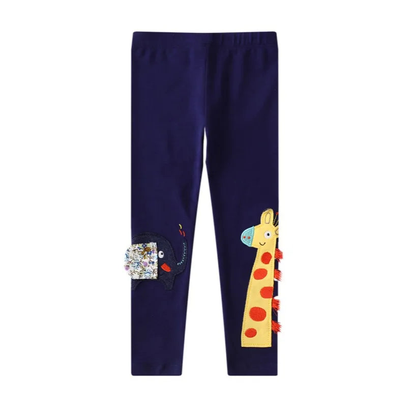 Kids Girls Cartoon and Floral Print Cotton Leggings/Trousers childrensterritory