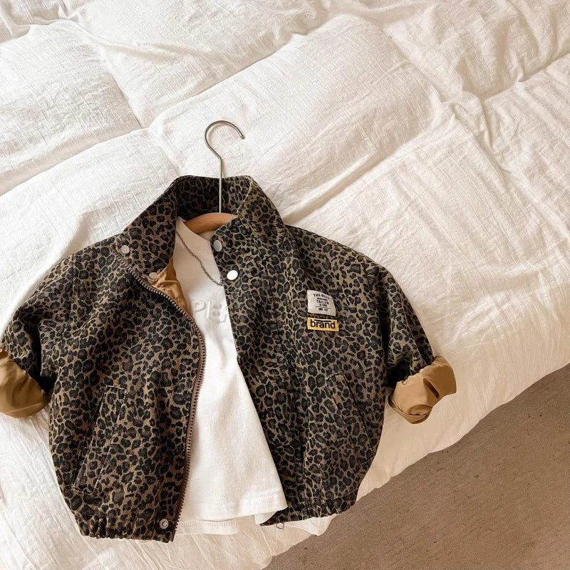 Leopard Print Korean Style Girls' Fashionable Coat