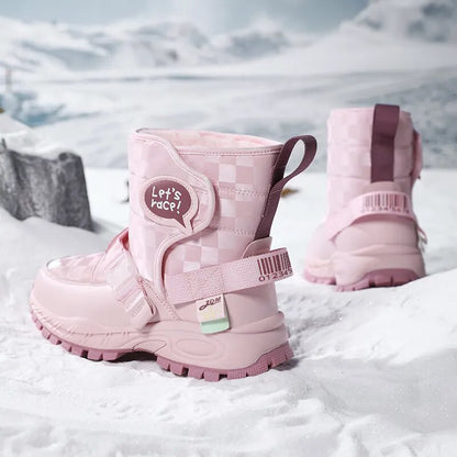 Kids Warm Plush Rubber Sole Outdoor Boots for Winter childrensterritory