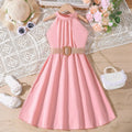 Kids Girls Off Shoulder Formal Summer Party Dresses With Belt