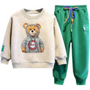 Kids Cartoon Bear Design Sweatshirt and Pant Tracksuit Set childrensterritory