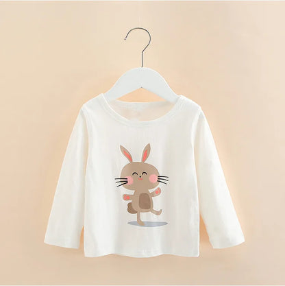 Long Sleeve Cartoon Print Cotton Kids Girls Tops childrensterritory