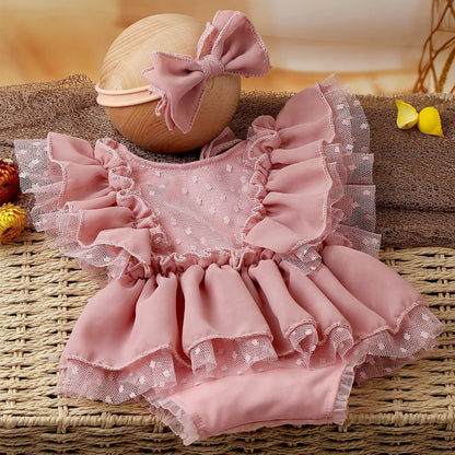 Newborn 2 Pieces Romper and Bow Hairband Photography Outfit childrensterritory