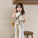 Kids' Korean Style 2-Piece Top and Wide-Legged Pants Suit for Girls childrensterritory
