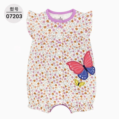 Baby Cartoon Print Cotton Short-Sleeve Summer Romper childrensterritory