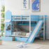 Full-Over-Full Castle Bunk Bed with Slide, Shelves, and Drawers childrensterritory