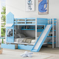 Full-Over-Full Castle Bunk Bed with Slide, Shelves, and Drawers childrensterritory