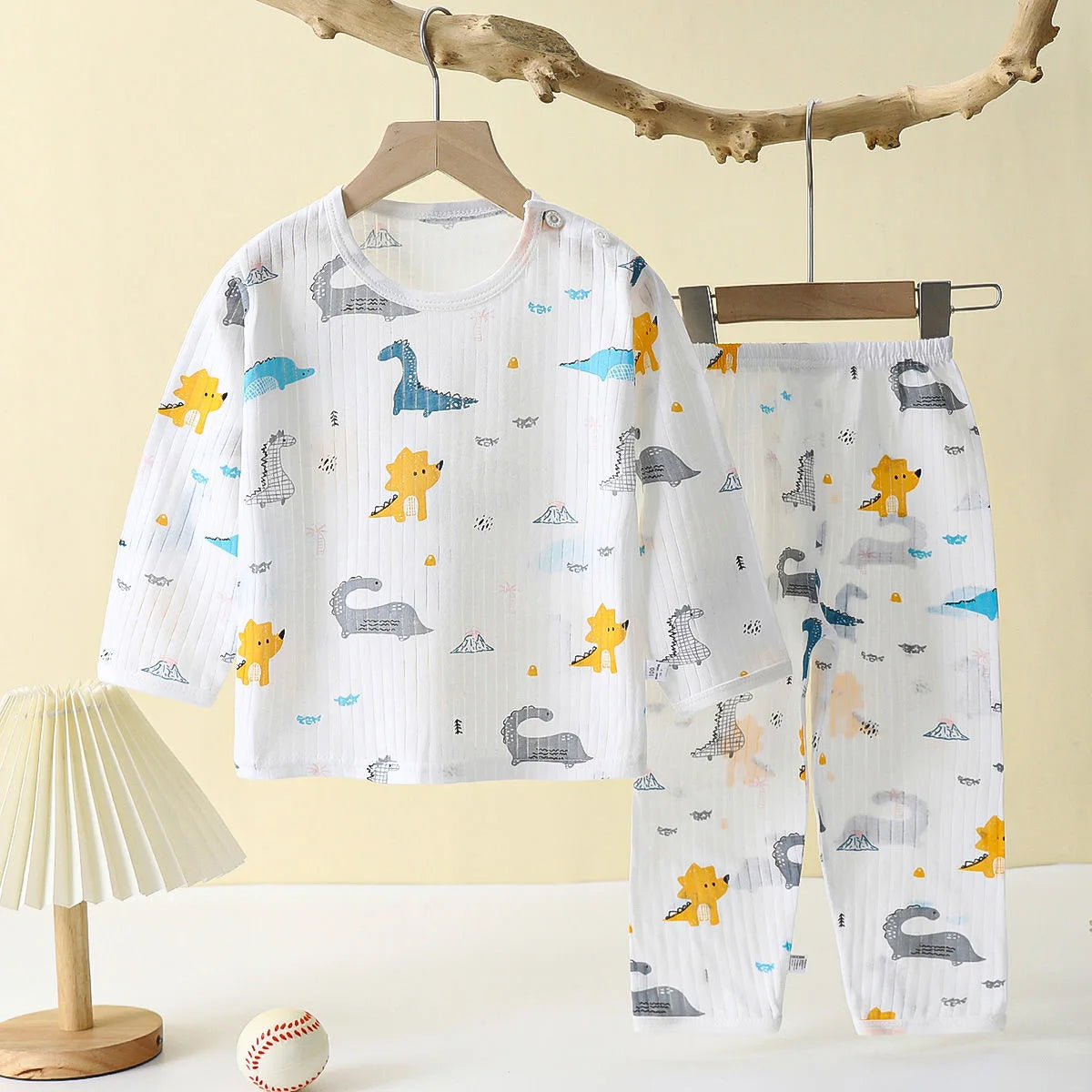 Cartoon Print Soft Breathable Kids Cotton Pajamas Set childrensterritory