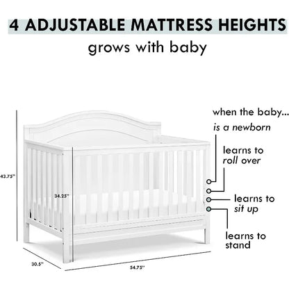4-in-1 Convertible Crib Perfect for Newborn Baby to Big Kids childrensterritory