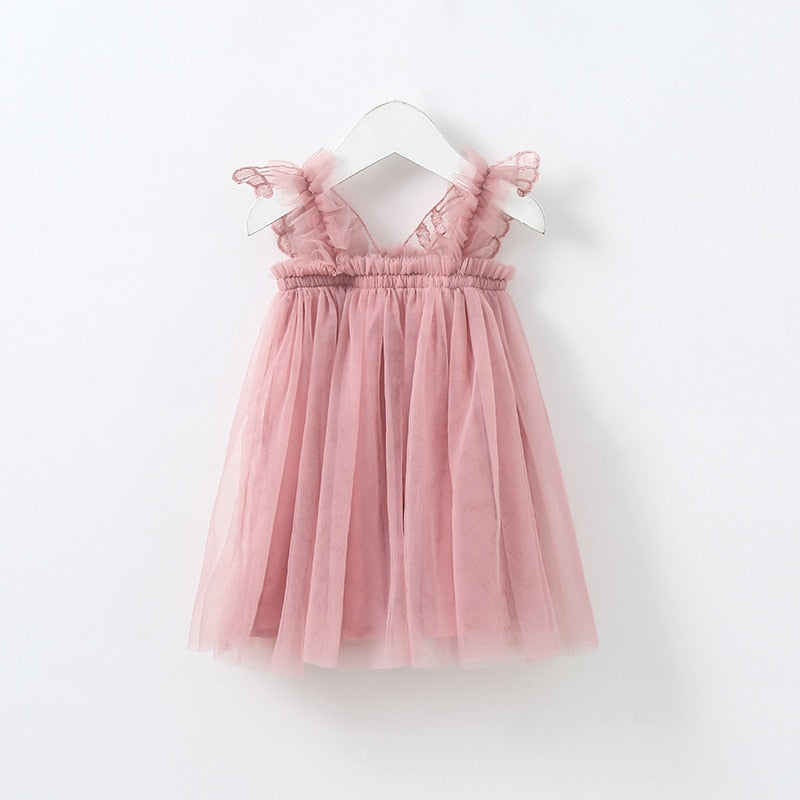 Baby Girl Sleeveless Tulle Birthday Party Dresses with Butterfly Wings childrensterritory