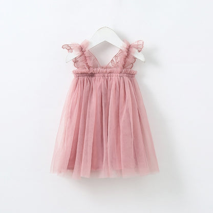 Baby Girl Sleeveless Tulle Birthday Party Dresses with Butterfly Wings childrensterritory